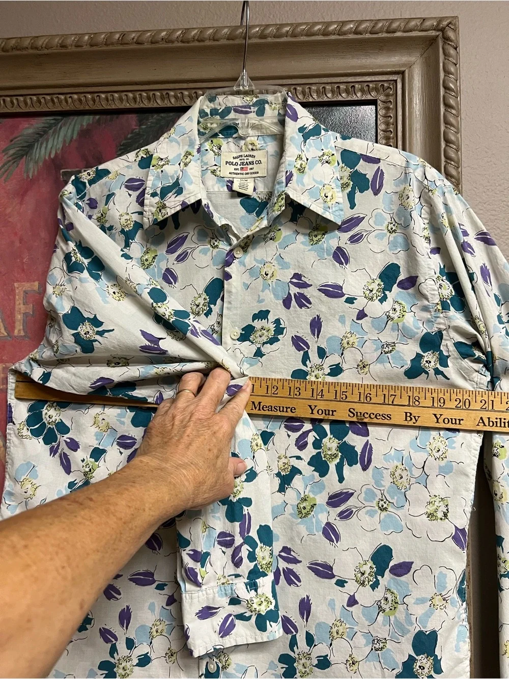 Polo Jean Co by Ralph Lauren White Floral Button-Down Shirt with Teal & Purple